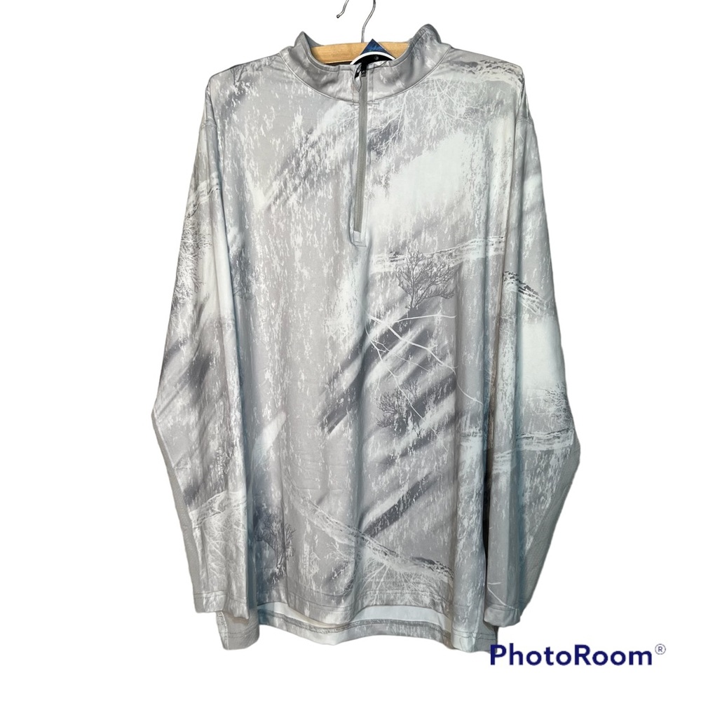 NWT Men’s Realtree fishing long sleeve camp pullover grey white large